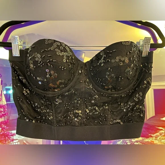 NWOT Sequin Bustier Top - Picture 2 of 5